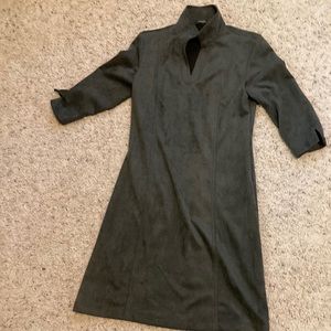 J McLaughlin suede like deep olive green dress. perfect condition.